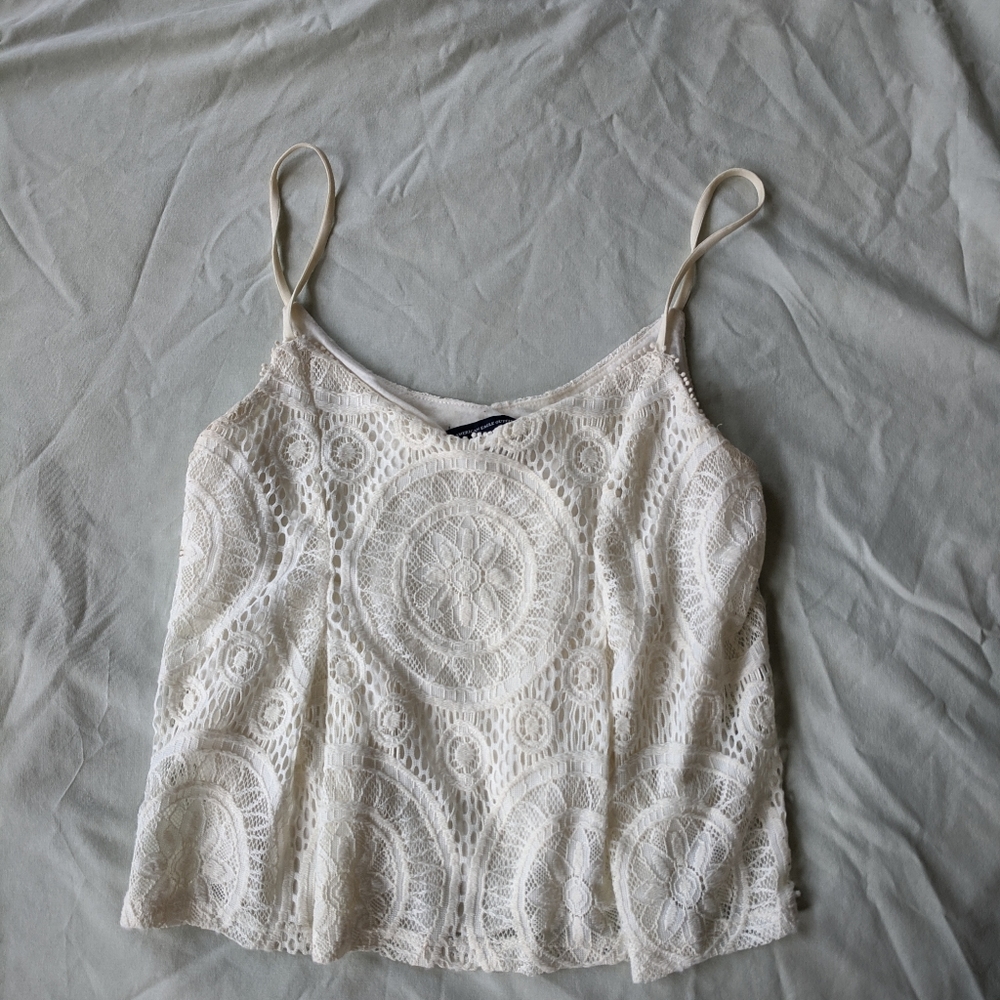 White Crochet American Eagle Top